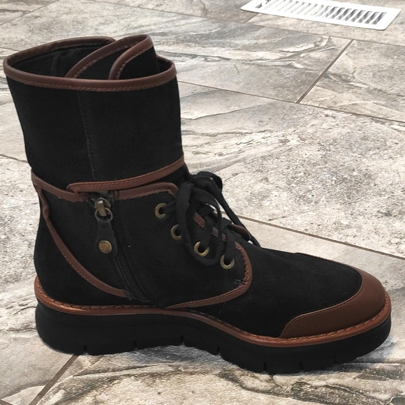 Geox Porthya Black Brown Leather Biker Boots Booties Brand New size EU 40 US 10 - Picture 8 of 11